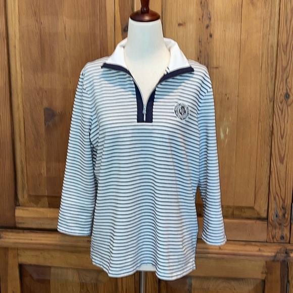 Lauren Ralph Lauren Tops - COPY - LAUREN RALPH LAUREN Blue Striped T Shirt Logo Chest Sz. L